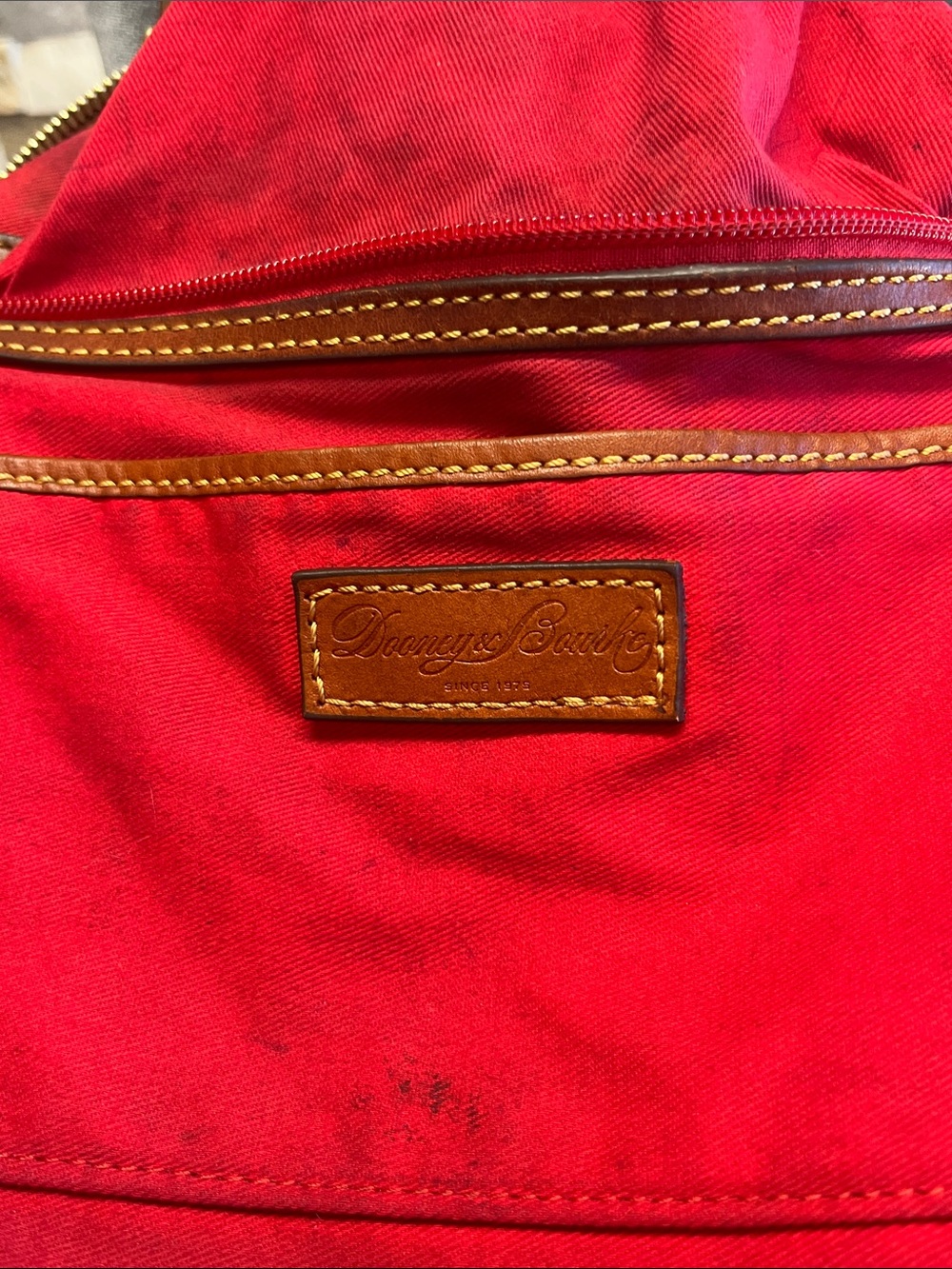 Dooney & Bourke Brown Ostrich-Embossed Leather Tote with Tassel - Picture 16 of 16